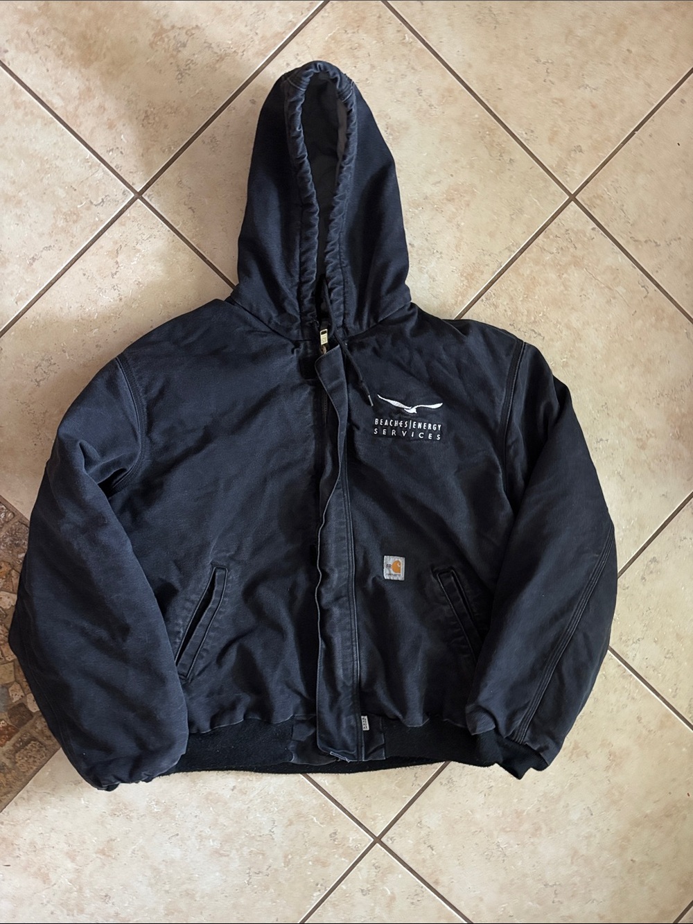 Carhart Mens FR Black Work Winter Hooded Coat 2XL